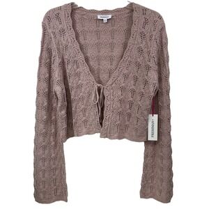 Freshman Women's Shrug Crochet Sweater Sz L Pink Fairy Bratz Y2K Cardigan NWT